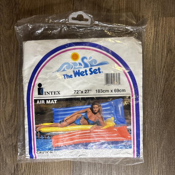 Vintage Sealed Intex The Wet Set Inflatable Pool Air Mat Float 72 x 27" 1990 NOS - Picture 1 of 7